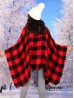 Loose Turtle Neck Plaid Poncho W/ Soft Frayed Ends